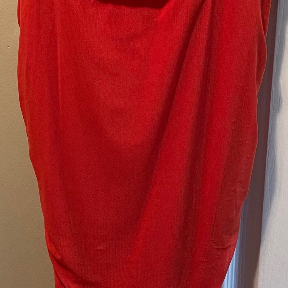 Orange Runched Midi-dress